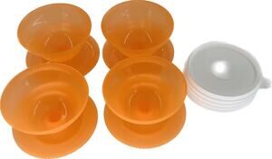 Tupperware Dessert Cups With Lids Set 4 Orange Bowls Pudding Petite Dishes